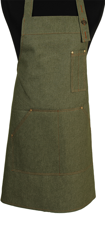 Schriks schort 3405 Denim halterschort voorzien van een verstelbare nekband d.m.v. jeansknoop. Afmeting:80 - 90